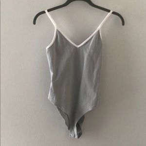 blue v-neck bodysuit